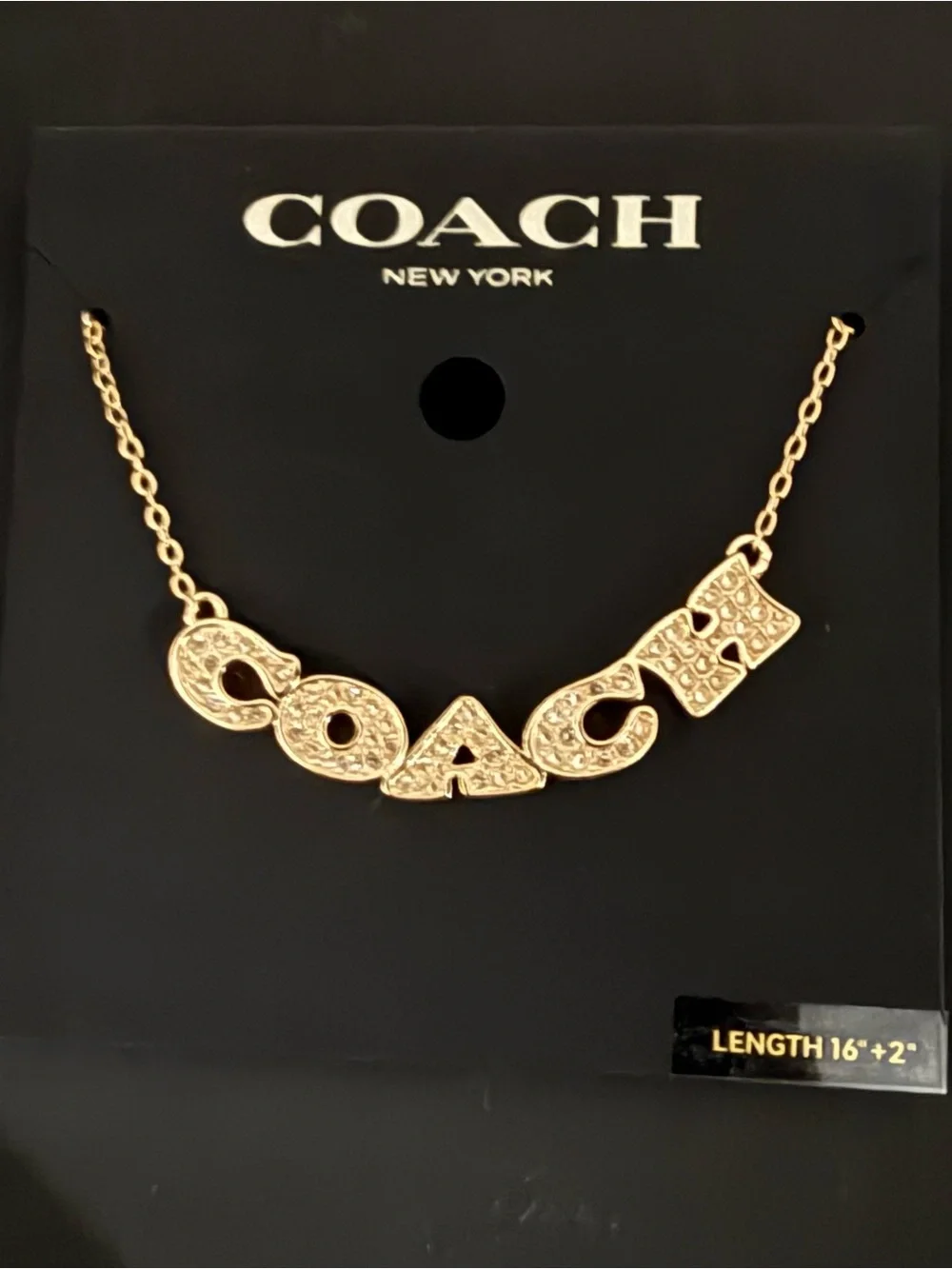 Coach Gold-Tone Crystal COACH Letter Necklace